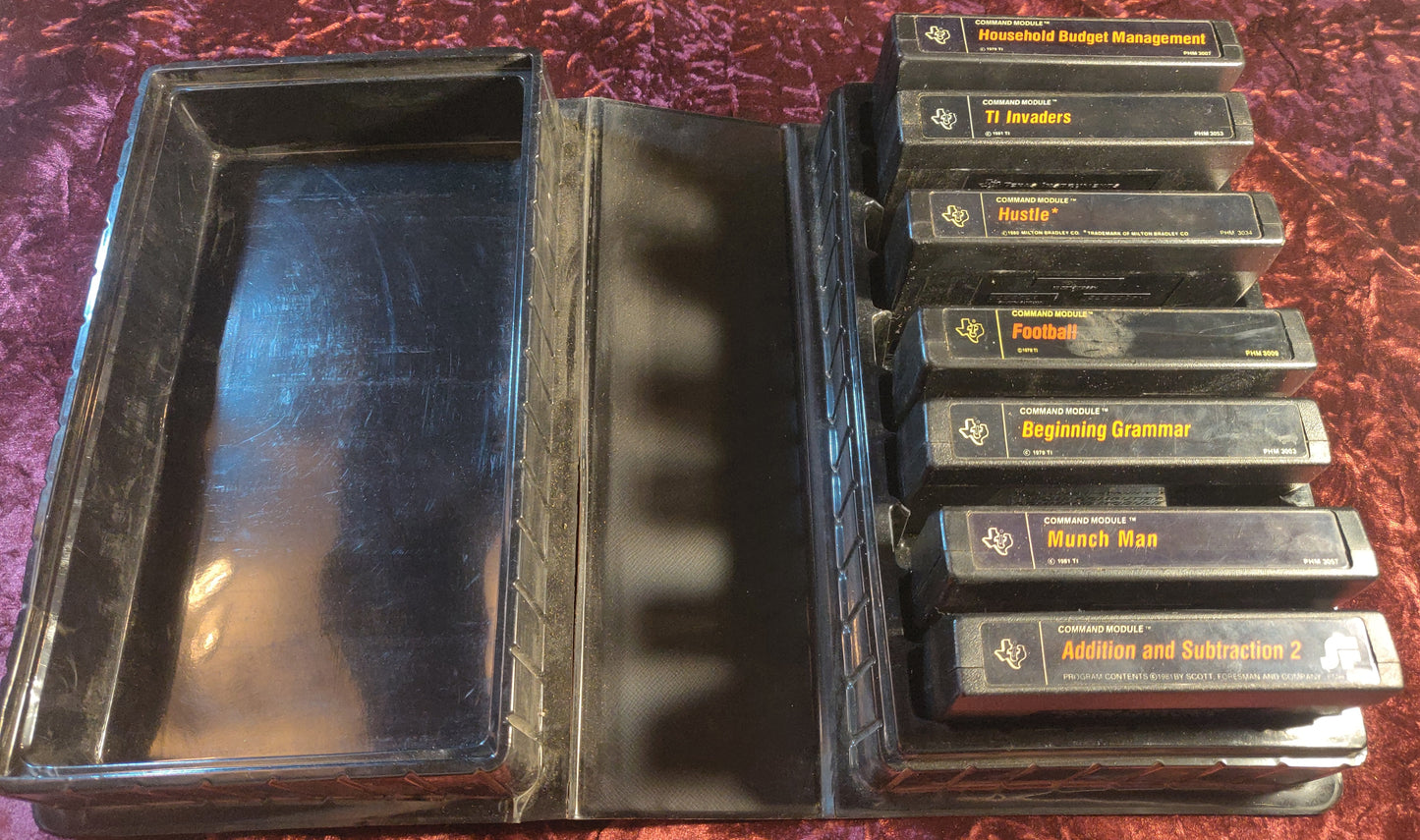 Texas Instruments TI-99/4A Set of Seven Game Cartridges w/Case