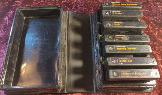 Texas Instruments TI-99/4A Set of Seven Game Cartridges w/Case